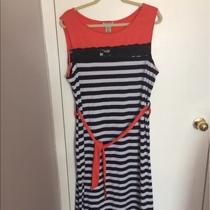 NWT Striped Sleeveless Midi Dress  1X